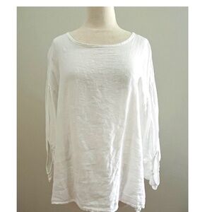 Bellambia Linen Peasant Sleeve Blouse 🇮🇹 Large